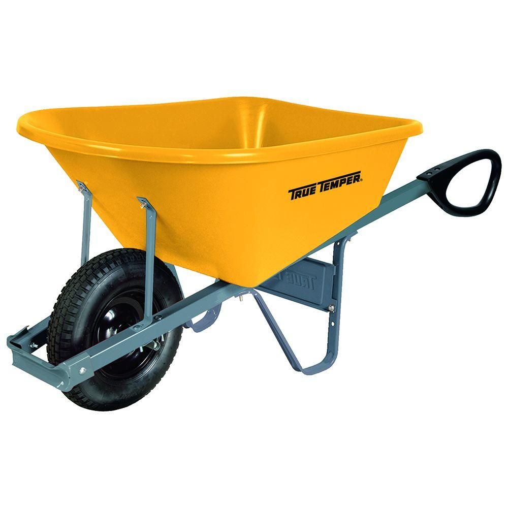 True Temper 6 cu. ft. Poly Wheelbarrow with Total Control Handles-RP6TC14 - The Home Depot | The Home Depot