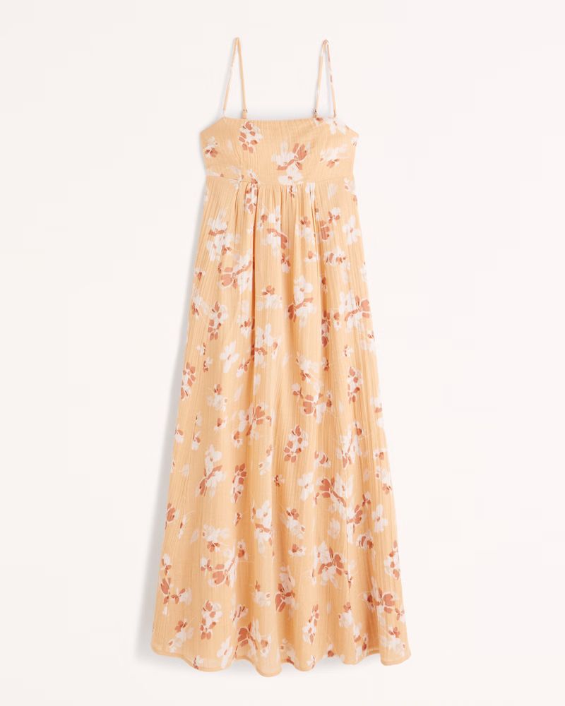 Abercrombie & Fitch Women's Babydoll Maxi Dress in Yellow Floral - Size XS | Abercrombie & Fitch (US)