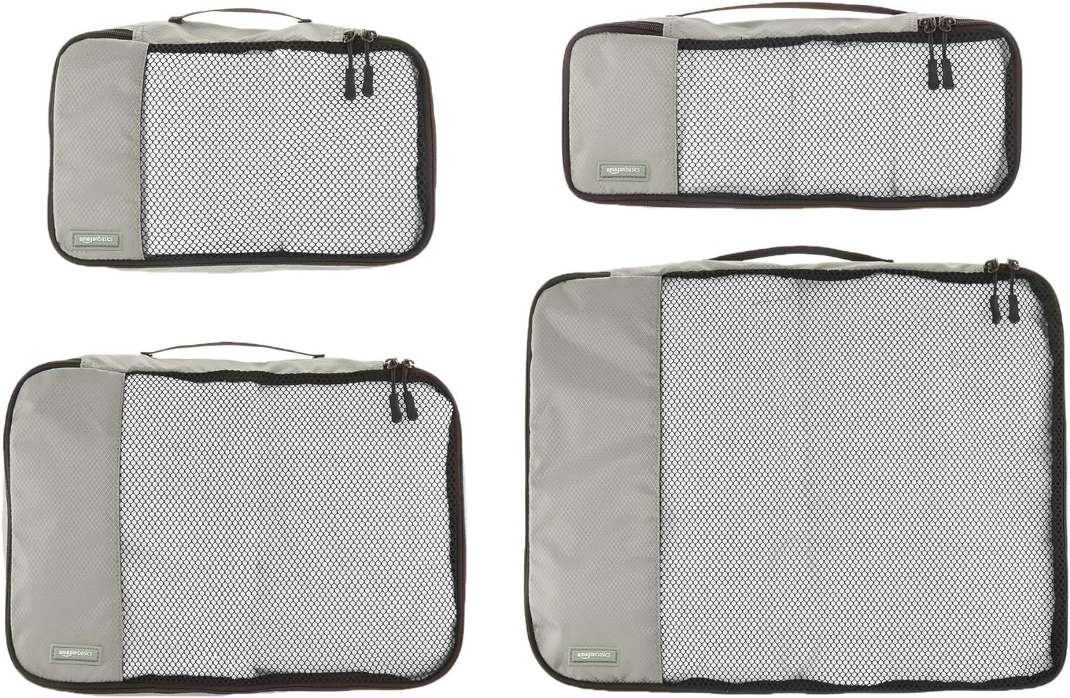 Amazon Basics 4 Piece Packing Travel Organizer Cubes Set, Grey | Amazon (US)