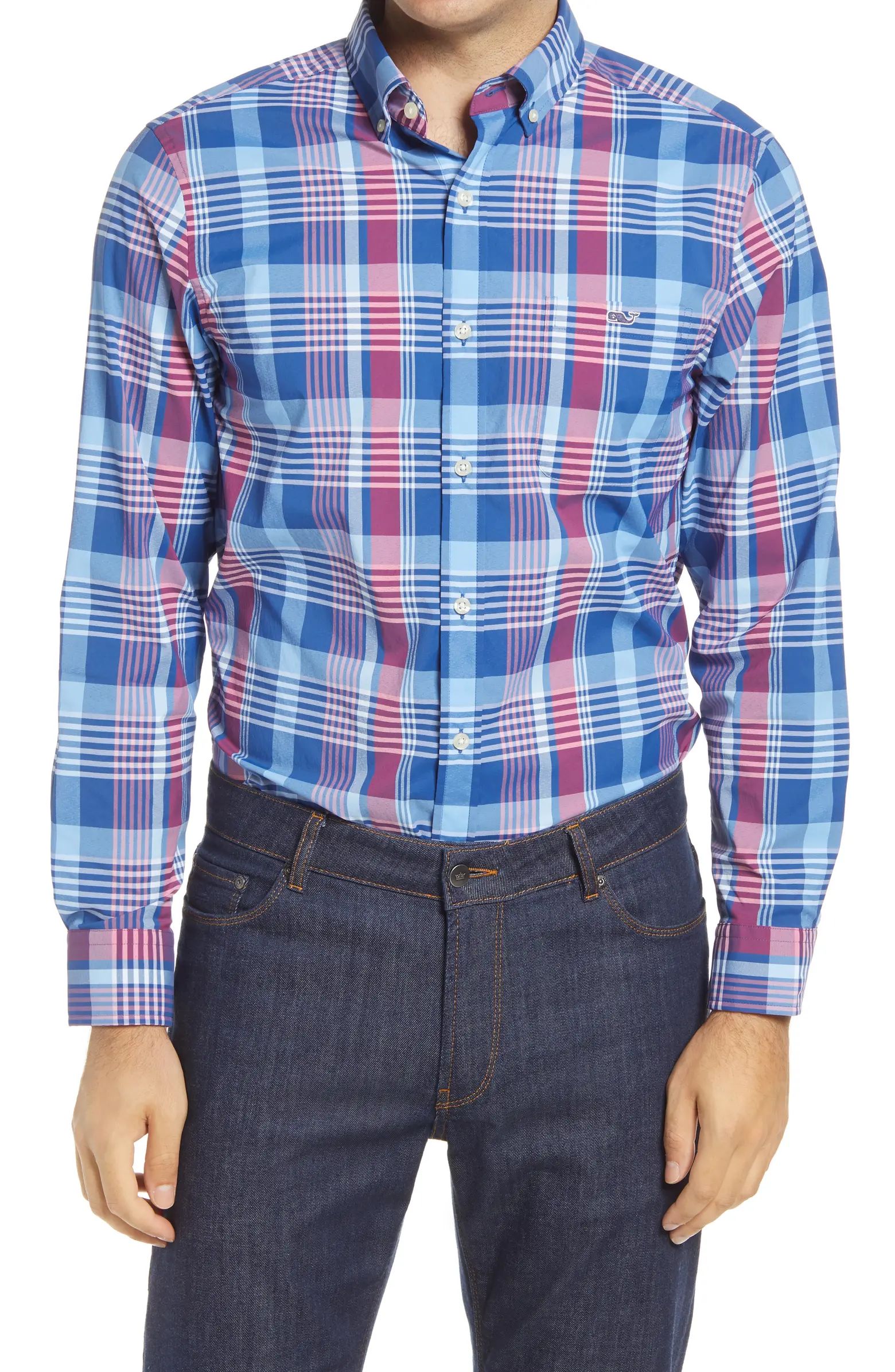 Tucker Classic Fit Plaid Performance Button-Down Shirt | Nordstrom