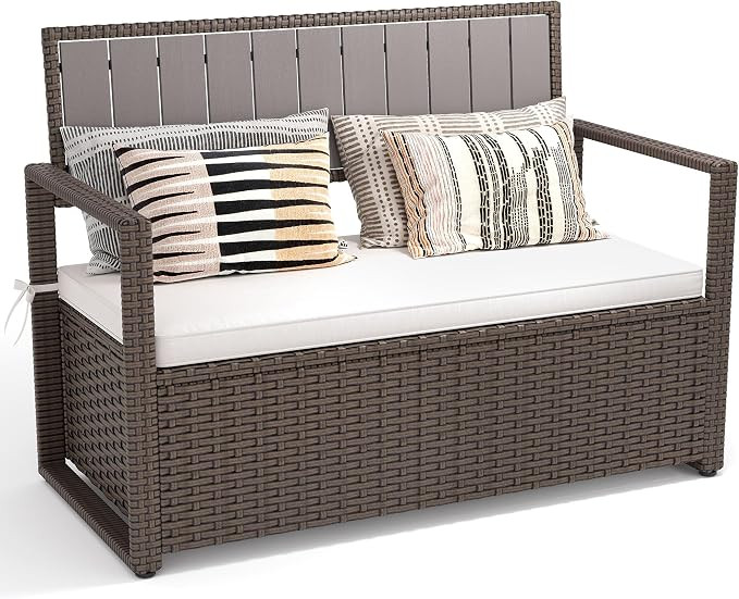 YITAHOME 70 Gallon All-Weather PE Rattan Storage Bench, Waterproof Deck Box Seat for Patio Furnit... | Amazon (US)