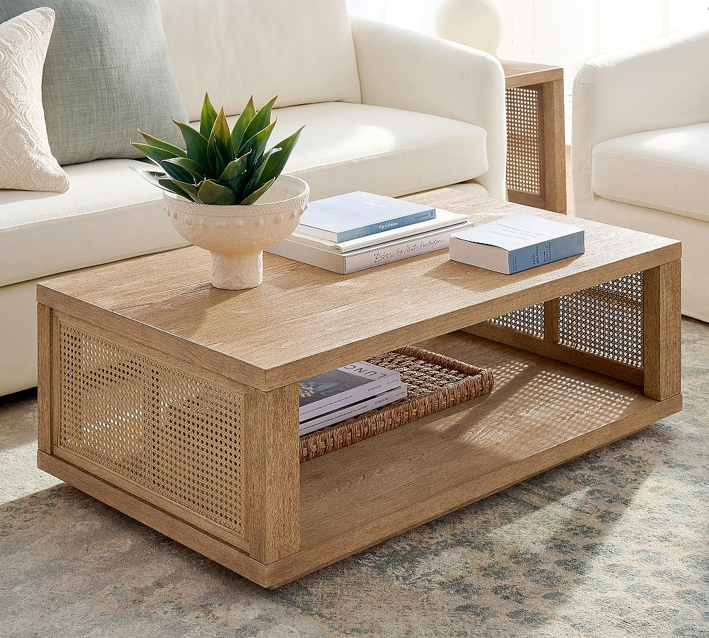 Marina Rectangular Cane Coffee Table (46") | Pottery Barn (US)