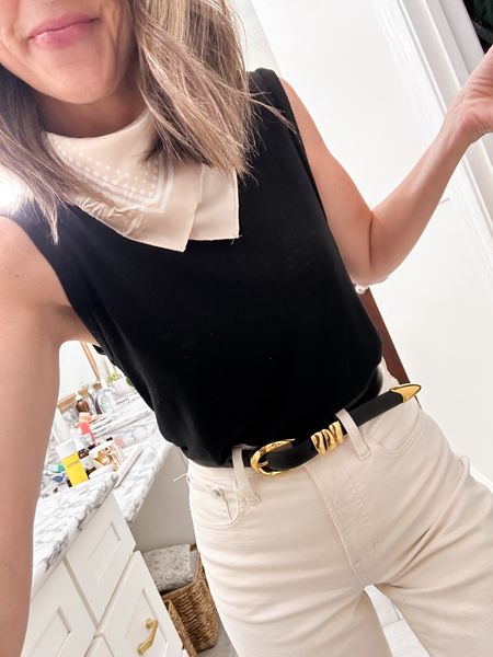 LOVE this black and gold belt. Wearing XS. Great price. And these Madewell jeans  

#LTKFindsUnder100