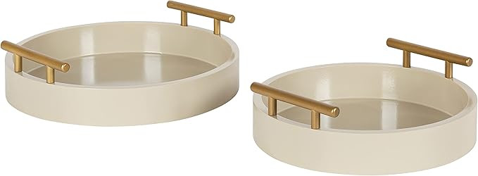 Amazon.com: Kate and Laurel Lipton Round Tray Set, 2 Piece, Light Brown/Gold, 2 : Home & Kitchen | Amazon (US)