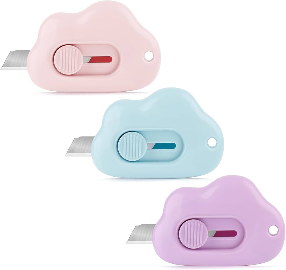 6 Pack Retractable Box Cutters, Cute Box Opener- Cloud Mini Utility Knife Kawaii, Convenient and ... | Amazon (US)