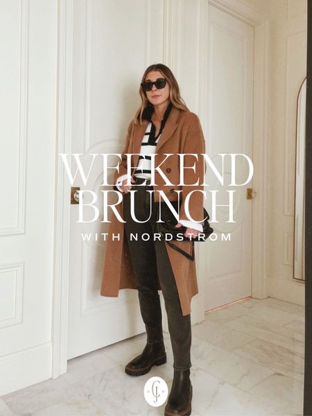 Outfit inspiration for all your weekly needs. Weekend brunch with family or friends. Coat, collared sweater, jeans, boots, sunglasses, handbag. Cella Jane. Style tip

#LTKstyletip