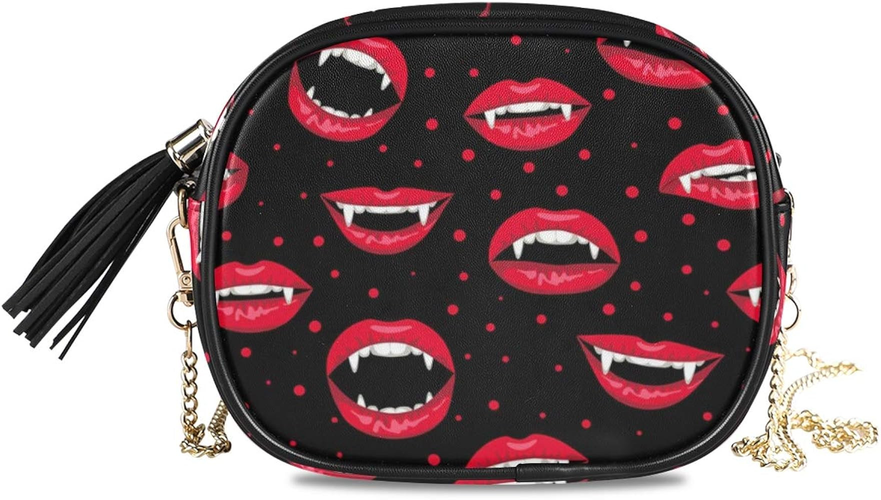 ALAZA Women's Seamless Halloween Pattern with Red Vampire Lips48 Cross Body Bag Chain Shoulder Ha... | Amazon (US)