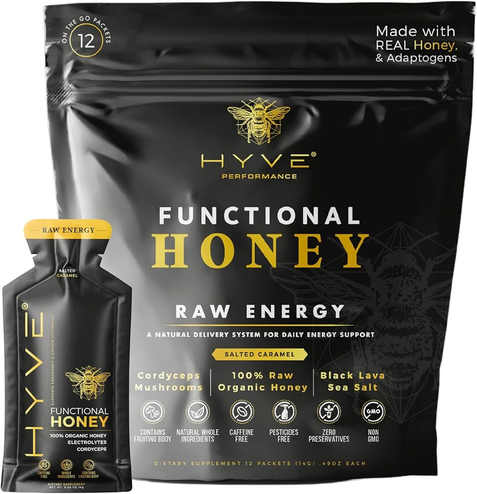 HYVE Functional Pre-workout Honey – Raw Energy Sachets with Organic Cordyceps Mushrooms, Black ... | Amazon (US)