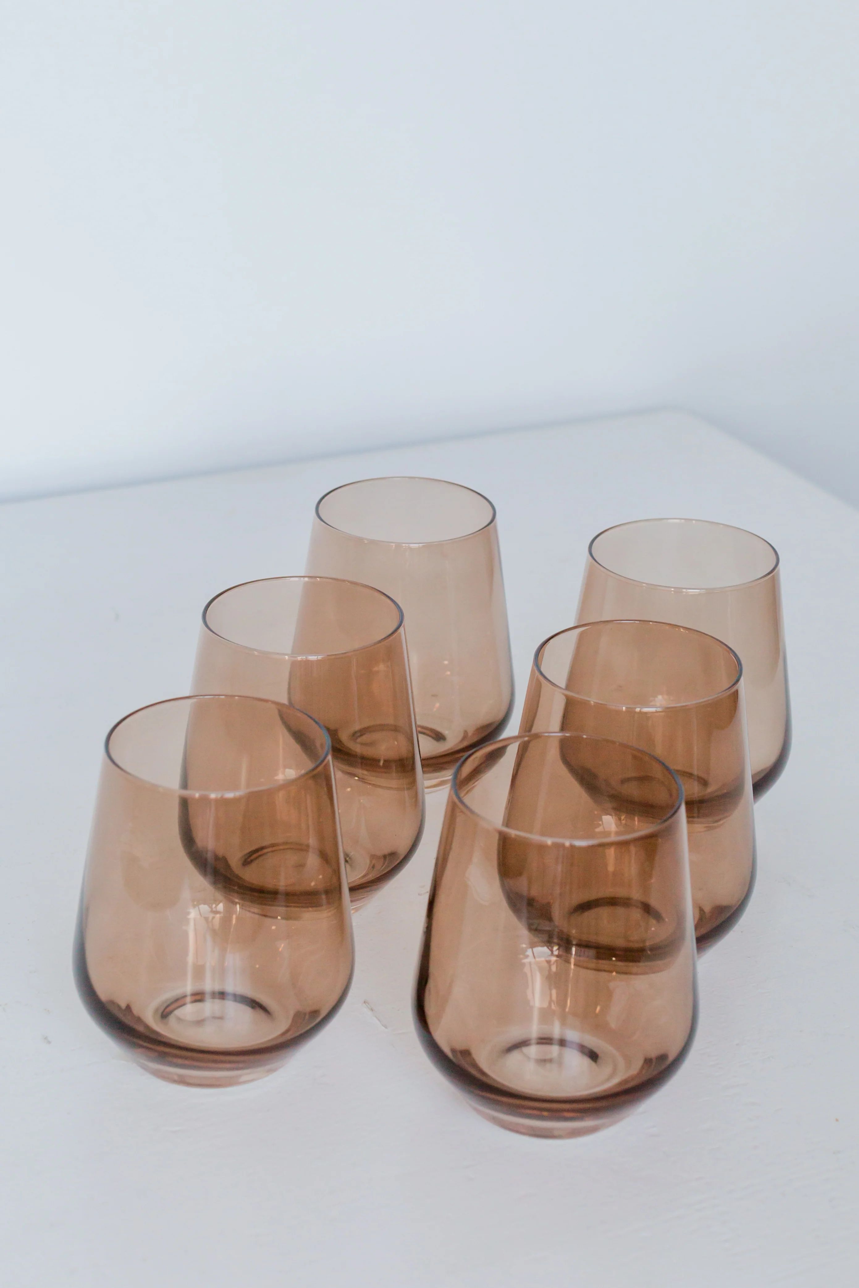 Estelle Colored Wine Stemless - Set of 6 {Amber Smoke} | Estelle Colored Glass
