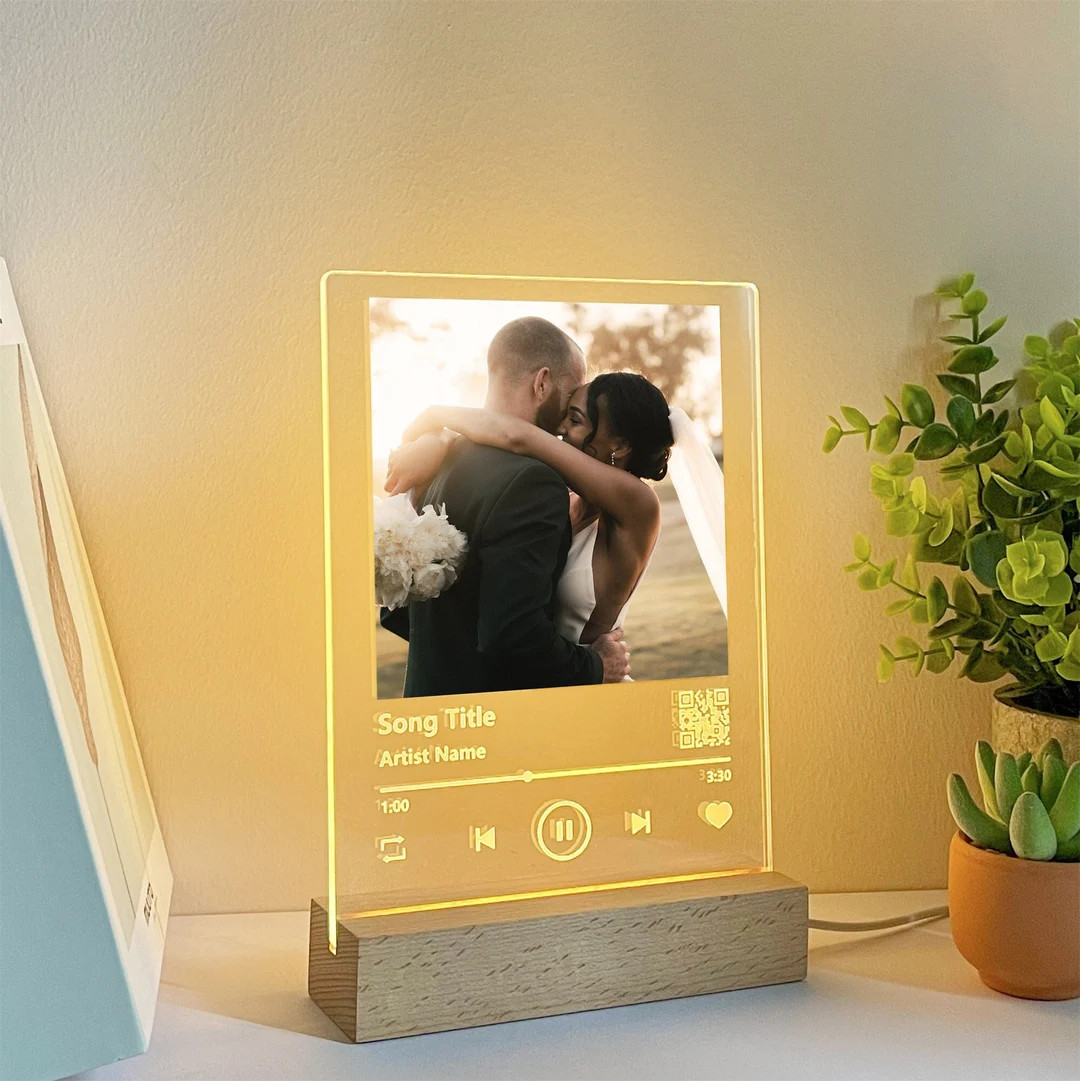 Custom LED Music Plaque, Personalized Picture Frames, First Wedding Anniversary Gift for Him - Et... | Etsy (US)