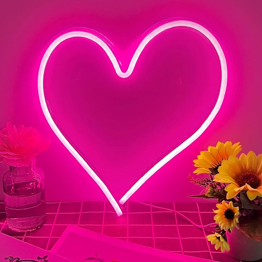 Pink Heart Neon Sign, Neon Heart Light for Wall Decor, Love Hearts LED Light up Sign 13.4×13 Inc... | Amazon (US)