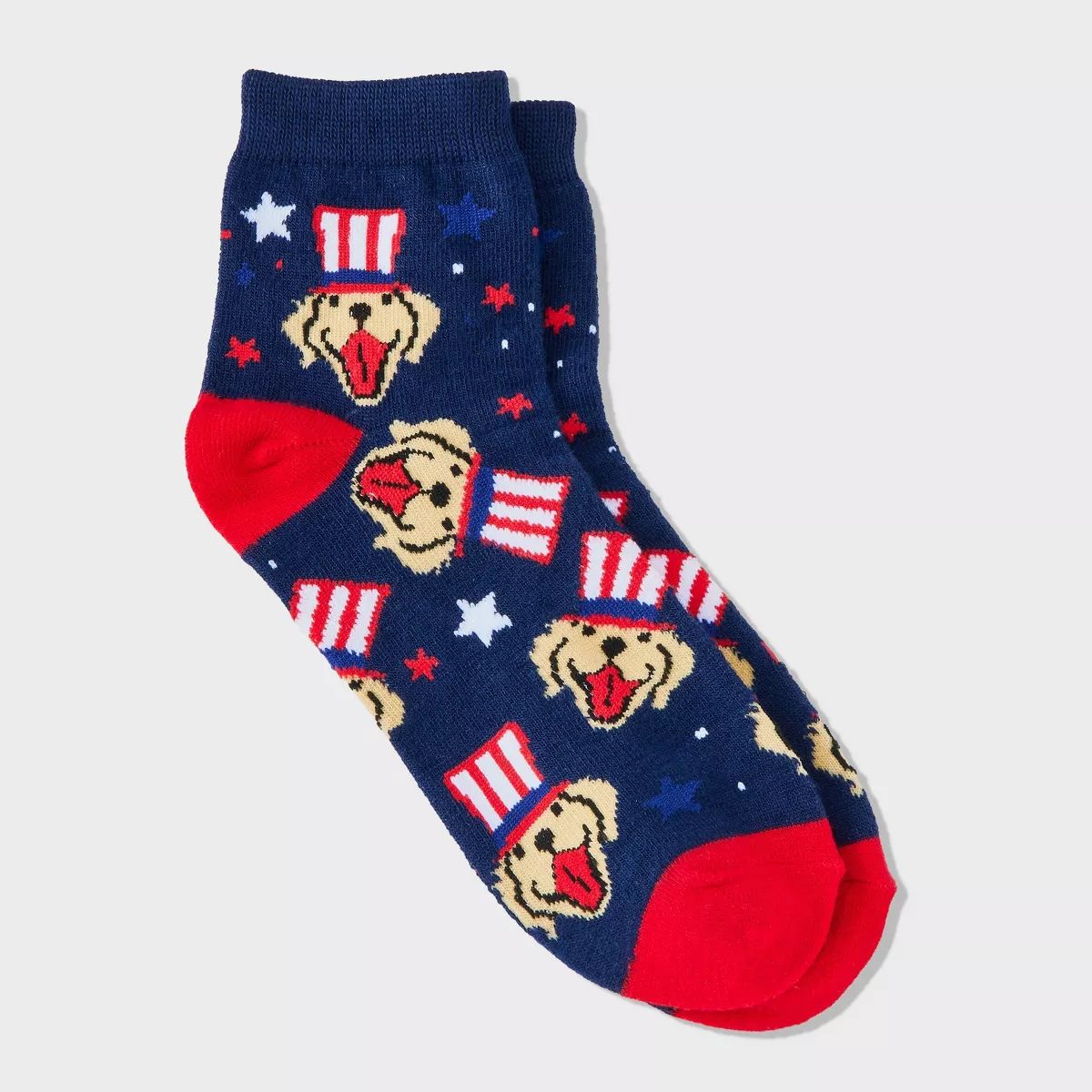 Women's Patriotic Golden Retriever Ankle Socks - Navy/Red 4-10 | Target