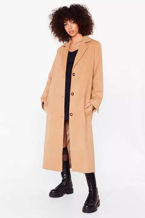 I Wool Be Waitin' Faux Wool Longline Coat | Nasty Gal (US)