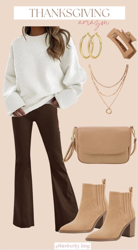 Thanksgiving outfit idea
Amazon fashion 
Amazon thanksgiving outfit idea
Cute fall outfit inspo
Fall date night outfit
Ootd 
Brown pants
Brown denim
White sweater
Nude booties 
Holiday outfit 


#LTKshoecrush #LTKHoliday #LTKfindsunder50
