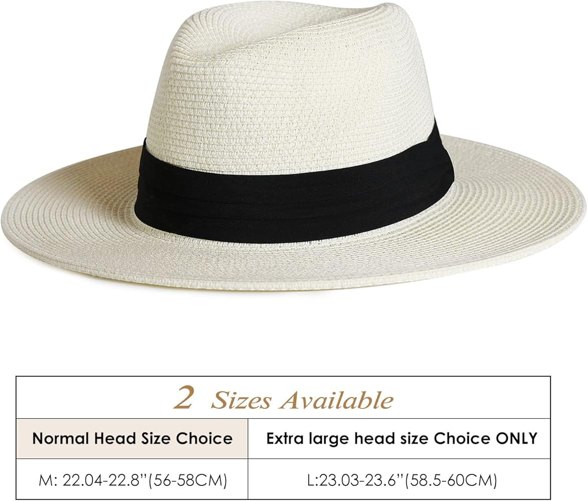Womens Mens Wide Brim Straw Panama Hat Fedora Summer Beach Sun Hat UPF Straw Hat for Women | Amazon (US)
