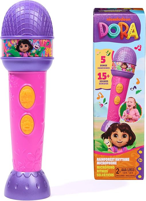 Dora, Rainforest Rhythms Microphone with Music, Sound Fx & Bilingual Phrases, Kids Toys for Girls... | Amazon (US)