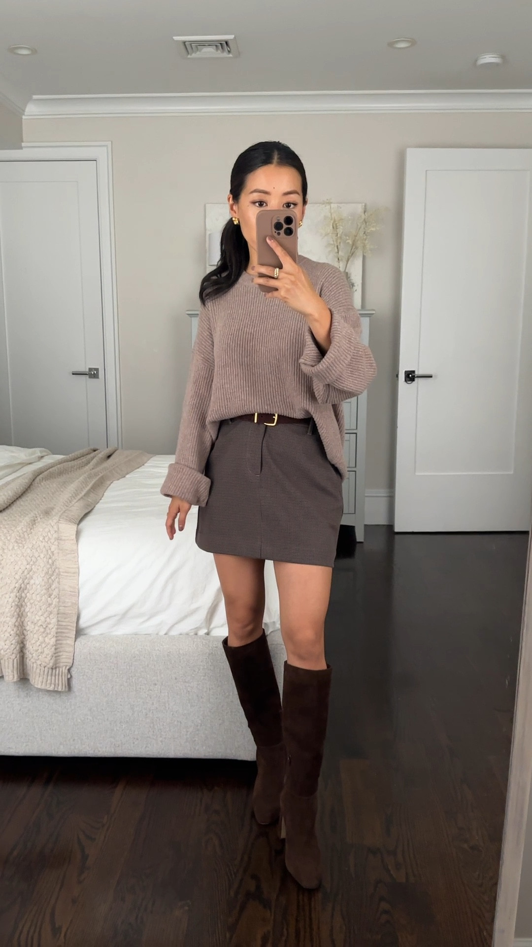 Up to 50% off fall sale. fyi gap runs big 

This “Flannel Taupe” color is perfection! Linked a few other pieces in the same color too.

• Gap Cashsoft shaker-stitch crewneck sweater xs petite - runs big with a loose oversized fit sleeves cuffed up. Cozy soft rub material. 

These have matching sweater knit pants too

• Gap mini skirt 0P - unfortunately too big for me but just wanted to show the length on me and share this as a budget friendly alternative to another pricier plaid skirt that I own. 

Size 0 petite measures 13.5” across the waist with a 14.25” length. 

• Old Steve Madden brown suede boots

#LTKFindsUnder50 #LTKSeasonal #LTKFallSale