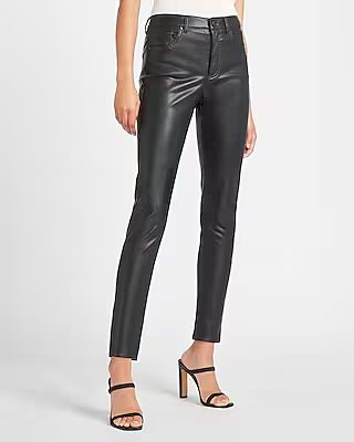 High Waisted Vegan Leather Skinny Ankle Pant | Express