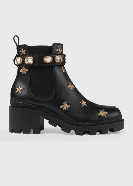 Gucci Star And Bee Embroidered Boots | Bergdorf Goodman