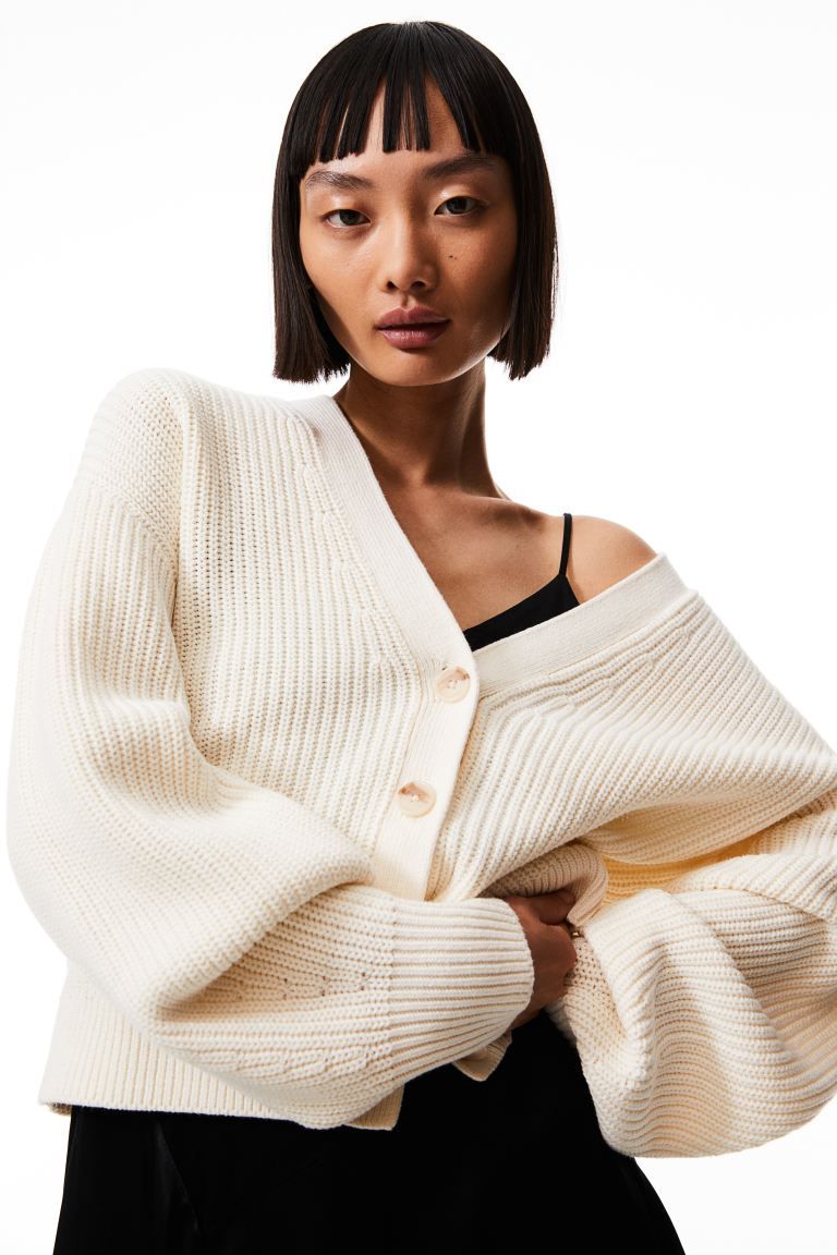 Rib-knit Cardigan - Cream - Ladies | H&M US | H&M (US + CA)
