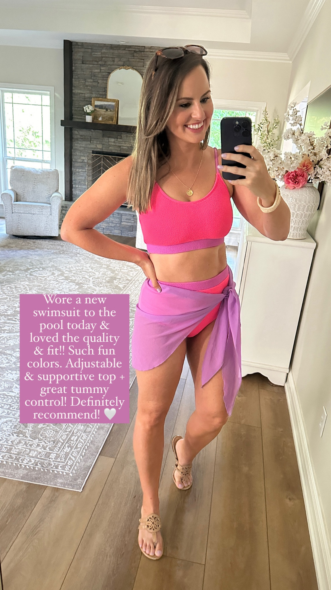 Amazon swimsuit for the win! Love the ribbed fabric. Super supportive top with adjustable straps and high waist- great tummy control & coverage on bottoms! Wearing size m. Love the fit!!! 

Sporty two piece bathing suit. Mom friendly swimsuit. Mom fashion. Millennial style. Hot pink Bikini on Amazon. 

#LTKFindsUnder50 #LTKSwim #LTKSummerSales