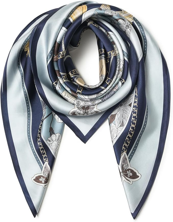 SHIROUYU 100% Pure Mulberry Silk Scarf 35" Large Square Lightweight Headscarf –Women’s Hair W... | Amazon (US)