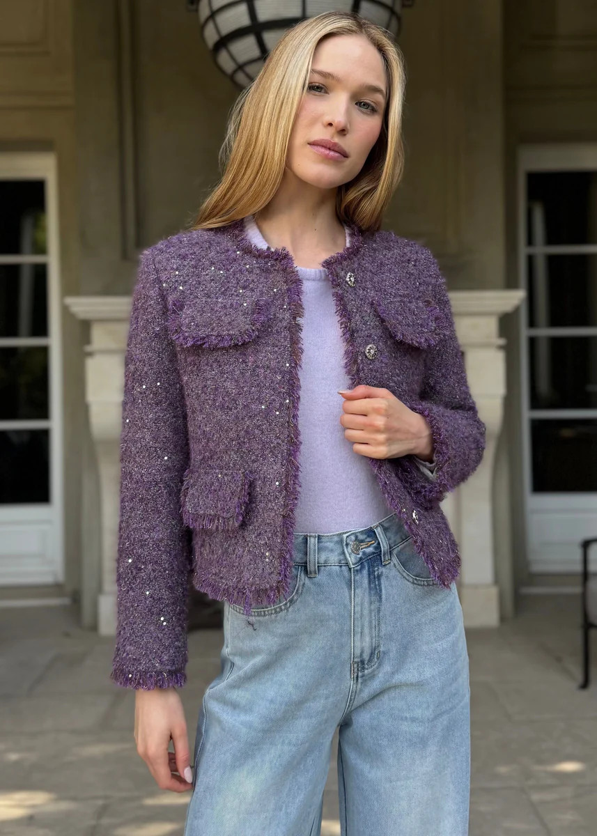 Anine Purple Sequin Embellished Shag Lady Jacket | Benaar La