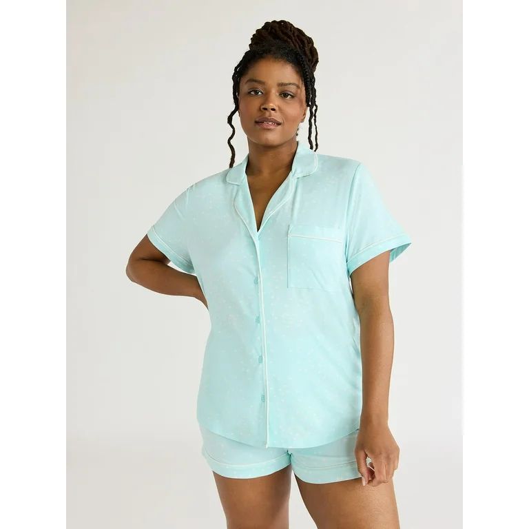 Joyspun Women's Bridal Notch Collar Top and Shorts Pajama Set, 2-Piece, Sizes XS to 3X - Walmart.... | Walmart (US)