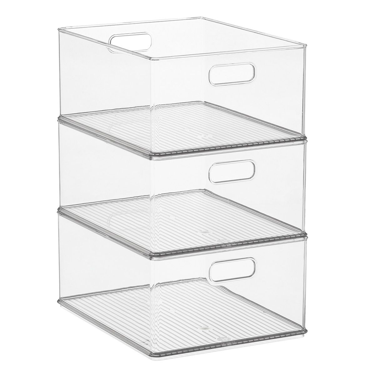iDESIGN Case of 3 Small Stackable Closet Bin Clear | The Container Store