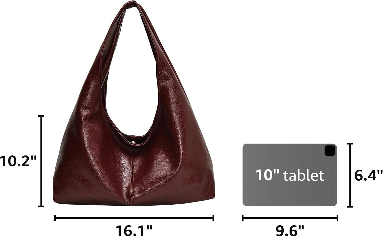 Burgundy Purse Large Tote Bags for Women Slouchy Hobo Bag Leather Hobo Bags for Women | Amazon (US)
