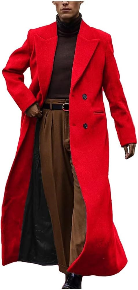 ONAXTDA Mens Full Length Trench Coat Long Jacket Double Breasted Winter Overcoat Long Winter Over... | Amazon (US)