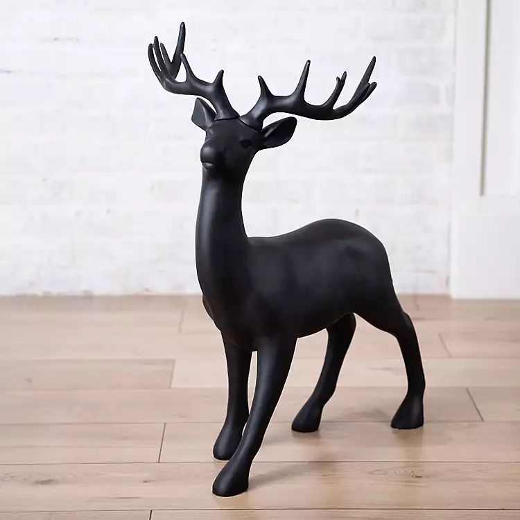 Black Resin Standing Deer Statue | Kirkland's Home