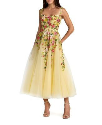 Embroidered Tulle A-Line Midi Dress | Bloomingdale's (US)