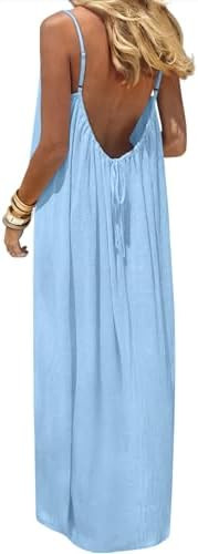 ANRABESS Summer Dresses for Women 2026 Backless Cami Maxi Sundresses Spaghetti Strap Long Lounge ... | Amazon (US)