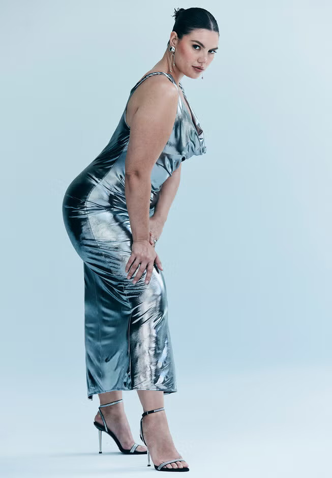 Metallic Cowl Dress | Eloquii