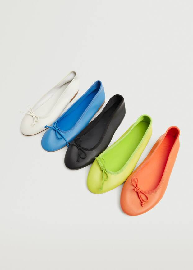 Bow leather ballerina | MANGO (US)