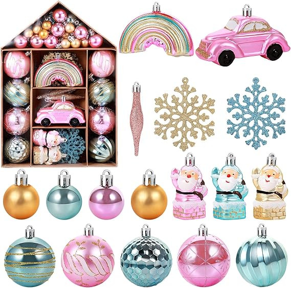 Canlierr 70 Pcs Christmas Tree Ornaments Set Assorted Hanging Ornaments Ball Set with Hanging Loo... | Amazon (US)