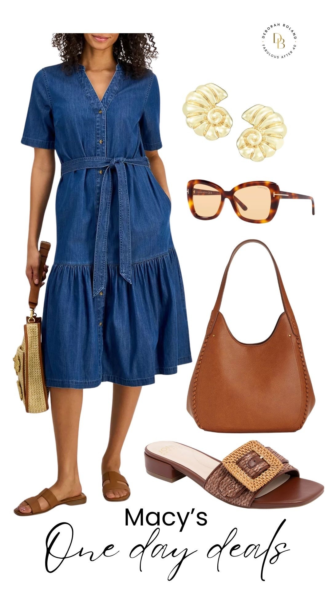 Denim dresses are one of those pieces that always make me feel instantly put together 🤍 Add a woven slide, a warm tan bag, and a little gold jewelry and you’ve got the easiest everyday summer look. Comfortable, flattering, and perfect for running around or meeting friends for lunch ☀️

And the best part? This whole look is part of the Macy’s One Day Sale 🙌 Such a good time to grab those versatile pieces you’ll wear on repeat.
@Macys #macysstylecrew #macyspartner #onedaysale

#LTKSaleAlert #LTKOver40 #LTKSeasonal
