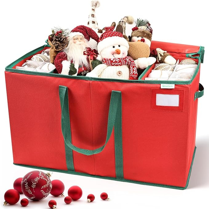 Large Christmas Ornament Storage Box Stores Up to 80 Ornaments with Reinforced Handle and Double ... | Amazon (US)