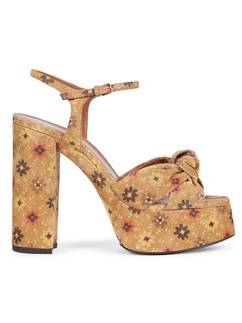 Bianca Knotted Floral Leather Platform Sandals | Saks Fifth Avenue