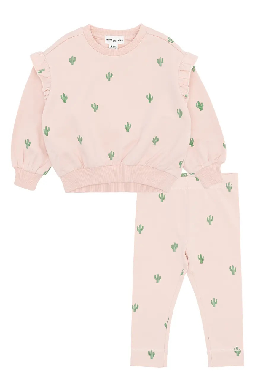 Cactus Print Stretch Organic Cotton Sweatshirt & Leggings Set | Nordstrom
