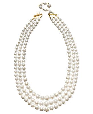 Charter Club Three Row White Simulated Pearl (10 mm) & Reviews - Necklaces - Jewelry & Watches - ... | Macys (US)