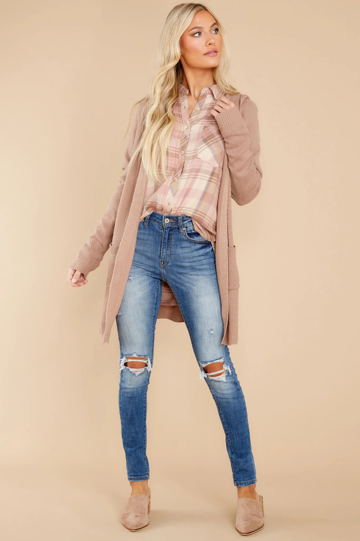 Looking Fabulous Taupe Cardigan | Red Dress 