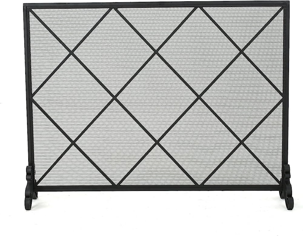 Christopher Knight Home Howell Single Panel Iron Fireplace Screen, Black | Amazon (US)
