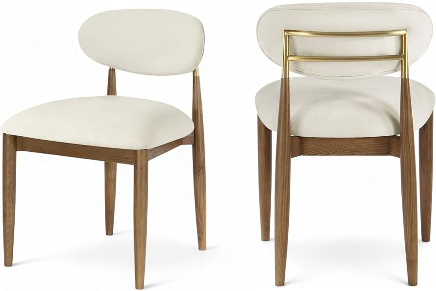Meridian Furniture Riccio Collection Modern Dining Side Chair with Cream Performance Polyester, A... | Amazon (US)