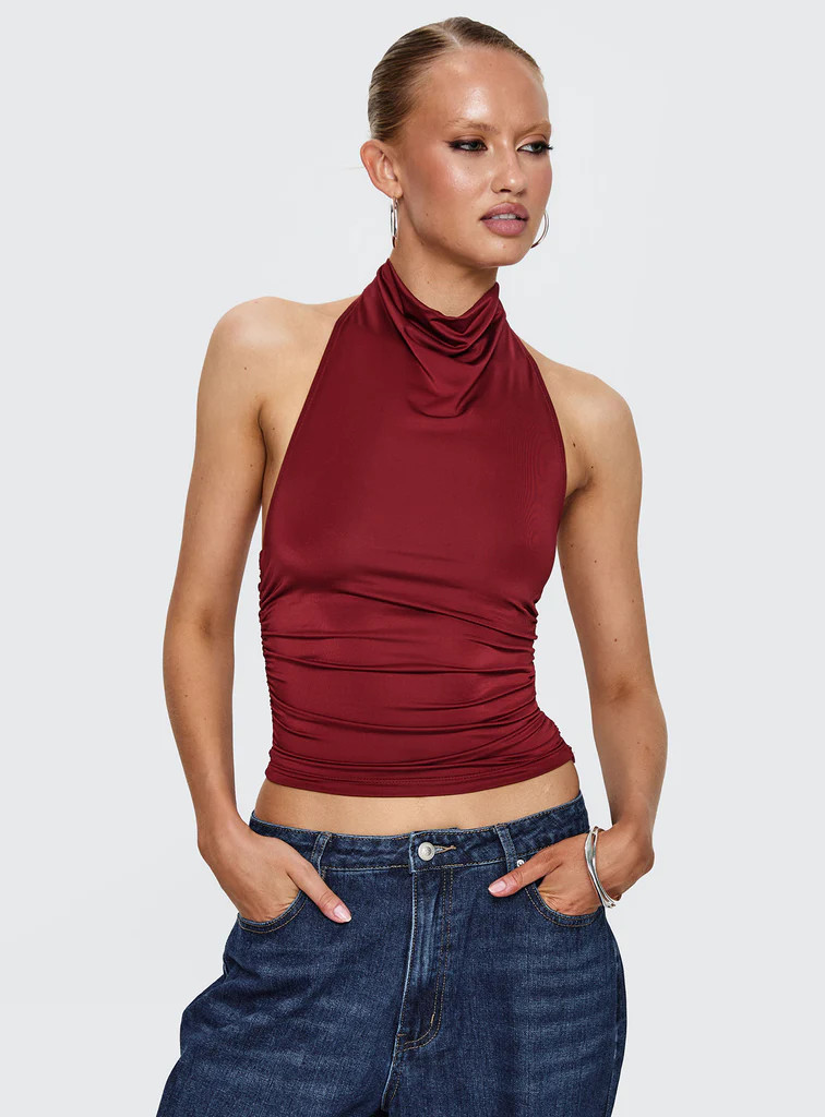 Giggle Top Burgundy | Princess Polly US
