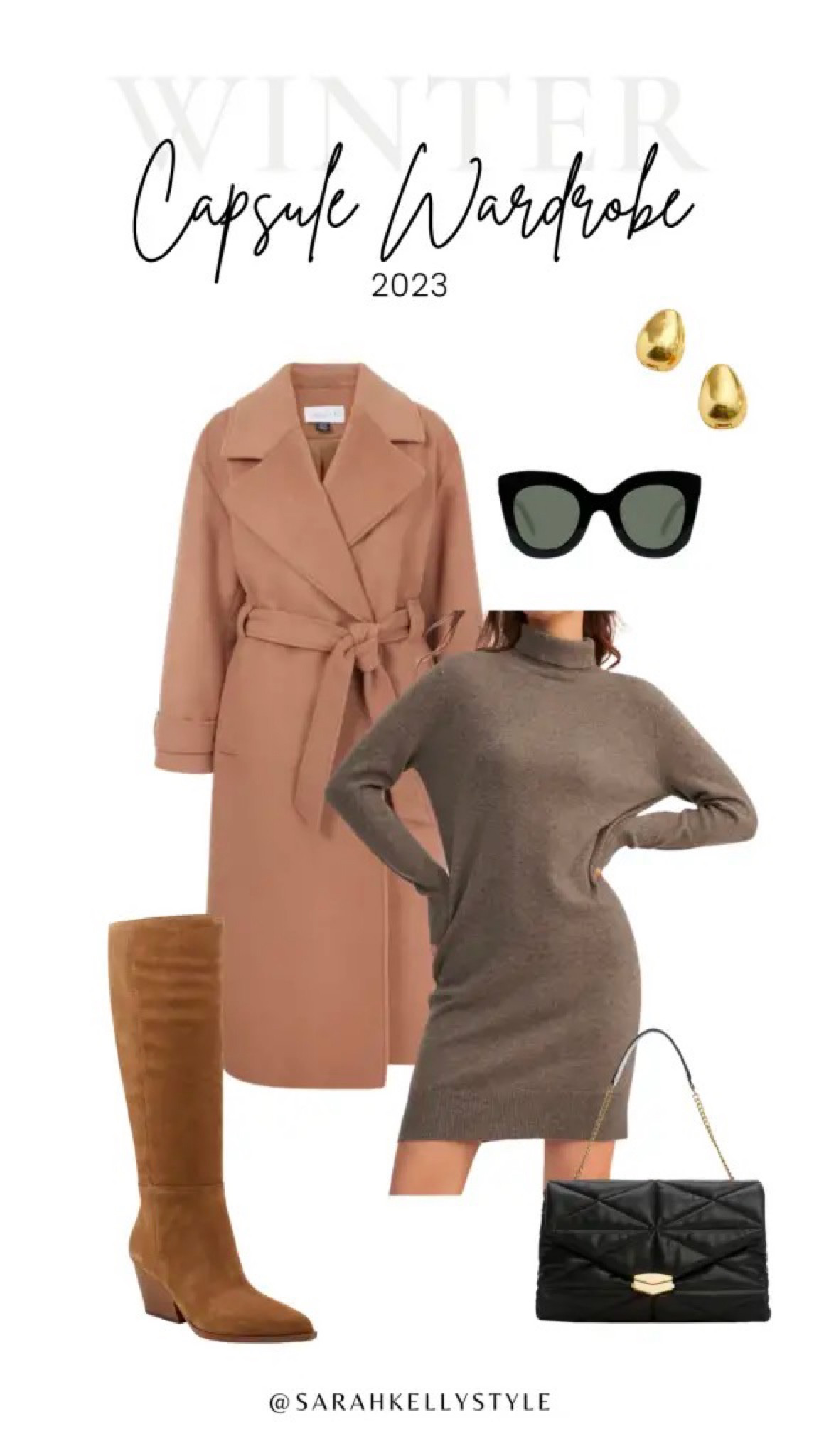 Winter Capsule Wardrobe 2023, winter outfit, ways to wear, outfit breakdown, overcoat, wide leg jeans, faux leather, lug sole boots, Chelsea boot, sneakers, sweater, bodysuit, Sarah Kelly Style

#LTKSeasonal #LTKstyletip #LTKHoliday