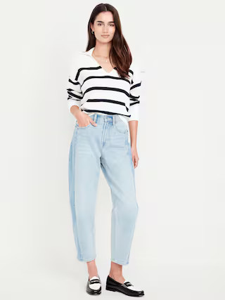 High-Waisted Barrel Ankle Jeans | Old Navy (US)