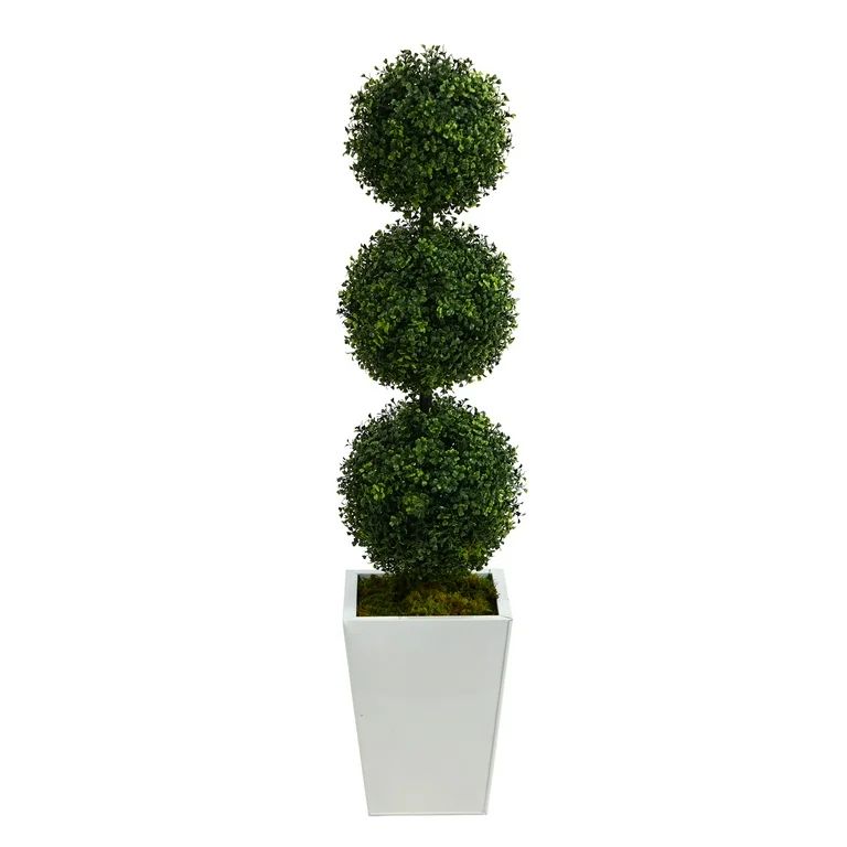 Nearly Natural 46 in Indoor/ Outdoor Boxwood Artificial Plastic Topiary, Green | Walmart (US)