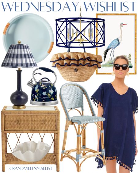 Grandmillennial home decor nautical navy coastal design home beach coverup spring break rattan nightstand navy blue home

#LTKhome #LTKstyletip